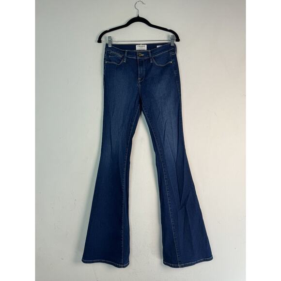 Frame Le High Flare Jeans In Dark Women’s Size 28 - Picture 1 of 15